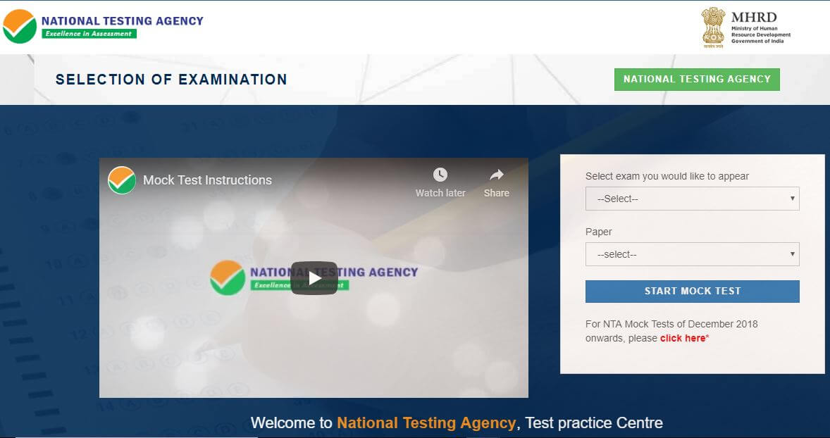 NTA UGC NET Mock Test home