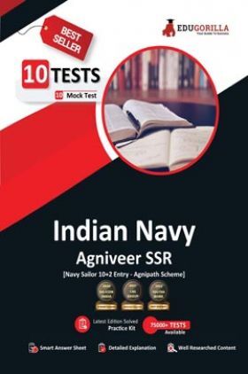 EduGorilla Indian Navy Agniveer SSR | Navy Sailor 10+2 Entry Batch | 10 Full-Length Mock Tests (1000 Solved Questions)