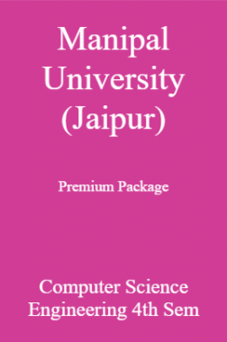 Manipal University (Jaipur) Premium Package Computer Science Engineering 4th Sem