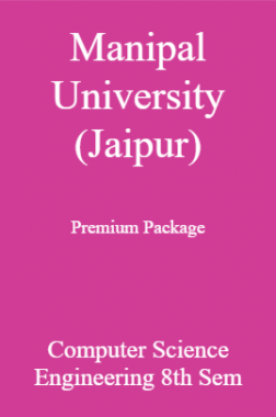 Manipal University (Jaipur) Premium Package Computer Science Engineering 8th Sem