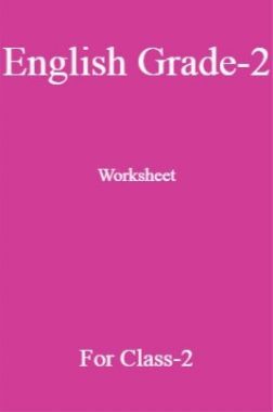 English Grade-2 Worksheet For Class-2