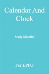 Calendar And Clock Study Material For EPFO Calendar And Clock Study Material For EPFO