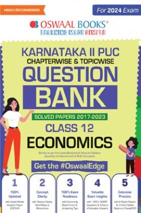 Oswaal Karnataka 2nd PUC Question Bank Class 12 Economics, Chapterwise & Topicwise Previous Solved Papers (2017-2023) for 2024 Board Exams