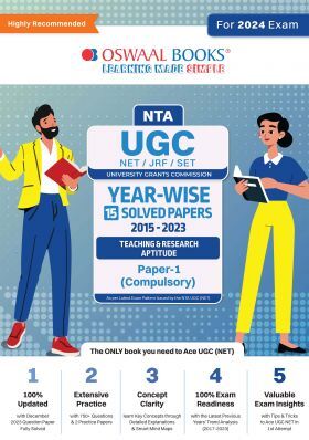 Oswaal NTA UGC NET/JRF/SET Paper-1 (Compulsory) | 15 Year's Solved Papers Teaching & Research Aptitude | Yearwise | 2015-2023 | For 2024 Exam