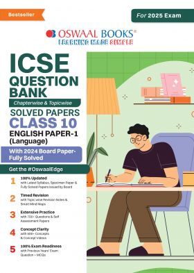 Oswaal ICSE Question Bank Class 10 English Paper 1 | Chapterwise | Topicwise | Solved Papers | For 2025 Board Exams