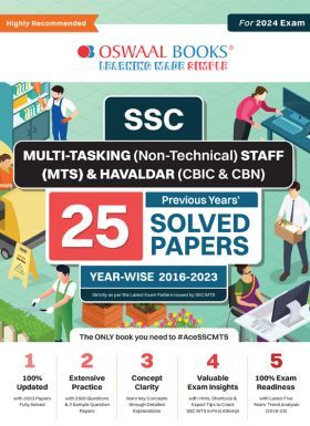 Oswaal SSC Multi-Tasking (Non-Technical) Staff (MTS) & Havaldar (CBIC & CBN) |25 Previous Years' Solved Papers | Year-Wise 2016 to 2023 | For 2024 Exam