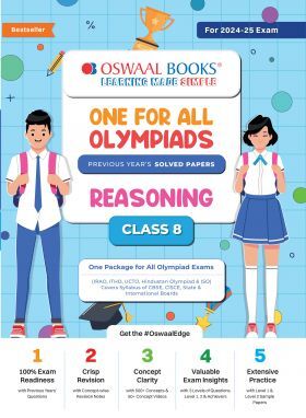 Oswaal One For All Olympiad Class 8 Reasoning - Previous Years Solved Papers - For 2024-25 Exam