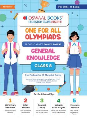 Oswaal One For All Olympiad Class 8 General Knowledge - Previous Years Solved Papers - For 2024-25 Exam