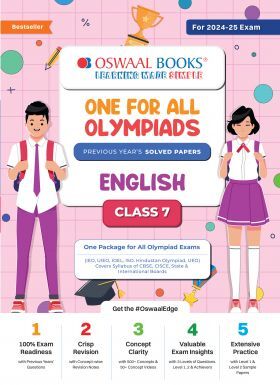 Oswaal One For All Olympiad Class 7 English - Previous Years Solved Papers - For 2024-25 Exam