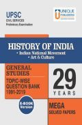 UPSC Prelims Exams History of India (Indain National Movement, Arts & Culture) GS 29 Years Mega Solved Papers