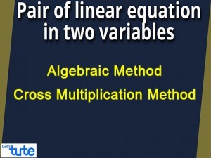 Pair Of Linear Equations In Two Variables - Algebraic Method - Cross Multiplication Method Video By Lets Tute
