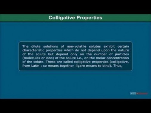 Class 12 Chemistry - Colligative Properties And Determination Of Molar Mass Video by MBD Publishers