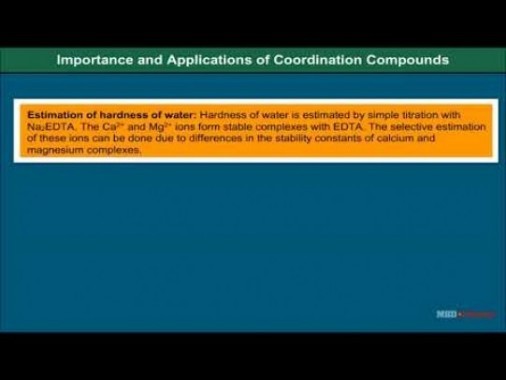 Class 12 Chemistry - Importance And Applications Of Coordination Compounds Video by MBD Publishers