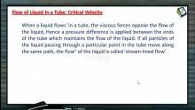 Properties of Matters - Flow Of Liquid In A Tube Critical Velocity (Session 5 & 6)