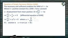 Simple Harmonic Motion - Equation Of Simple Harmonic Motion (Session 1)