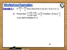 Trigonometric Ratios And Transformations - Worked Out Examples 1 (Session 8)